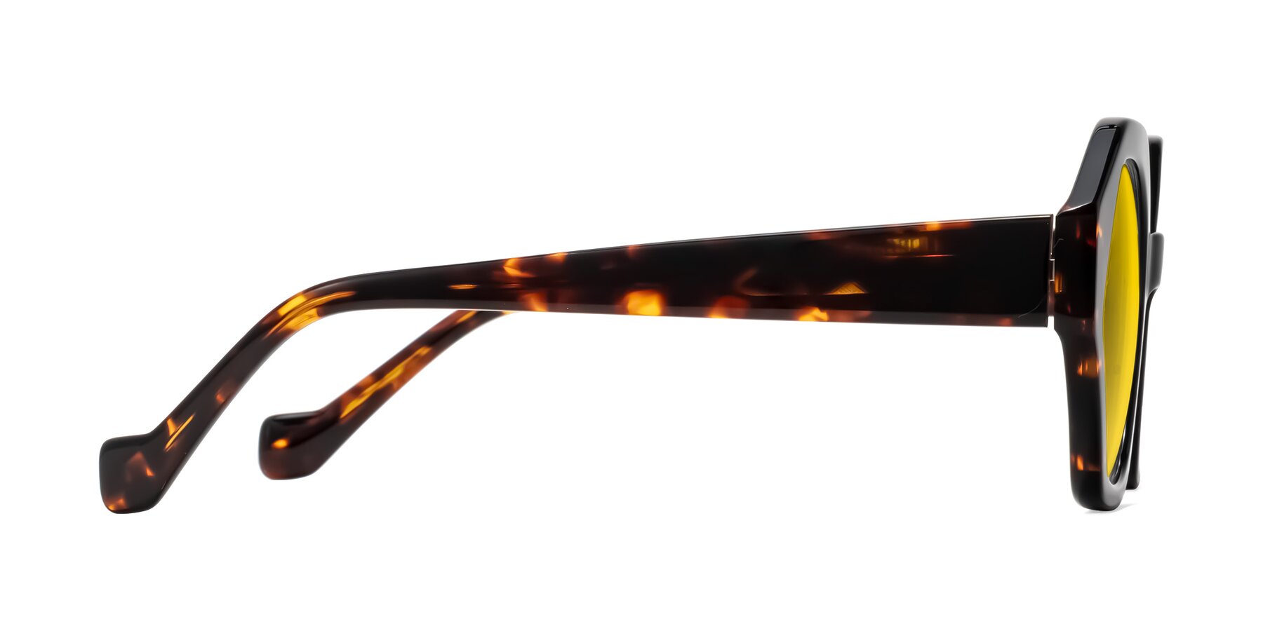 Side of Kawa in Black/Tortoise with Yellow Tinted Lenses