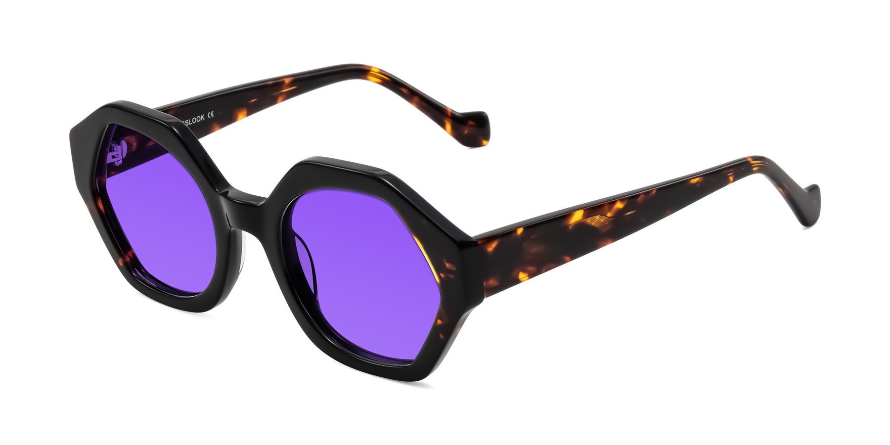 Angle of Kawa in Black/Tortoise with Purple Tinted Lenses