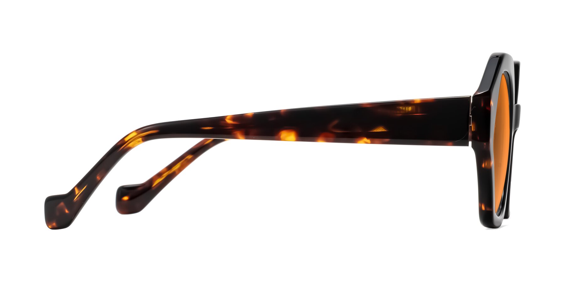 Side of Kawa in Black/Tortoise with Orange Tinted Lenses