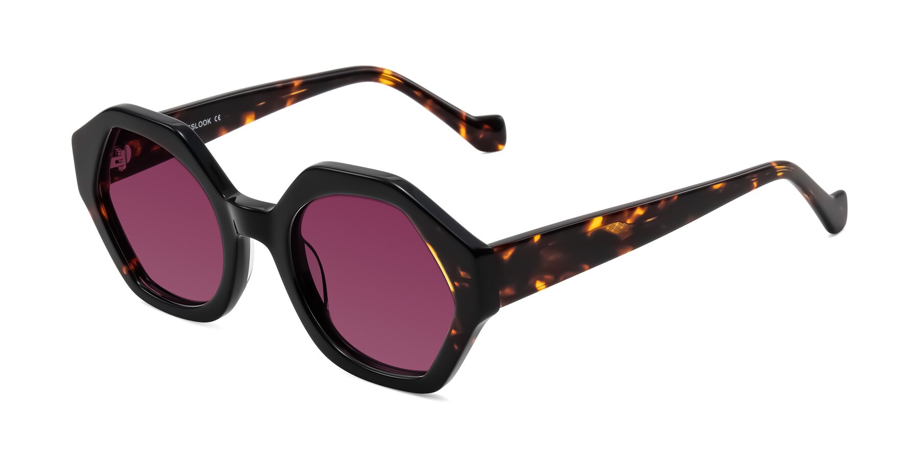 Angle of Kawa in Black/Tortoise with Wine Tinted Lenses