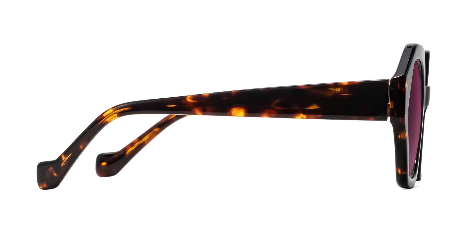 Side of Kawa in Black/Tortoise with Wine Tinted Lenses