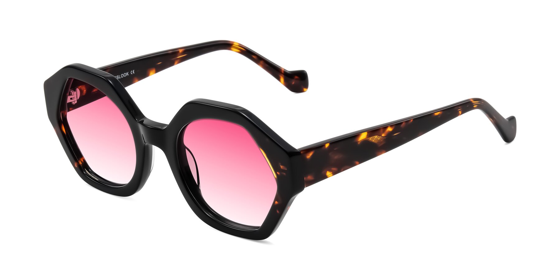 Angle of Kawa in Black/Tortoise with Pink Gradient Lenses