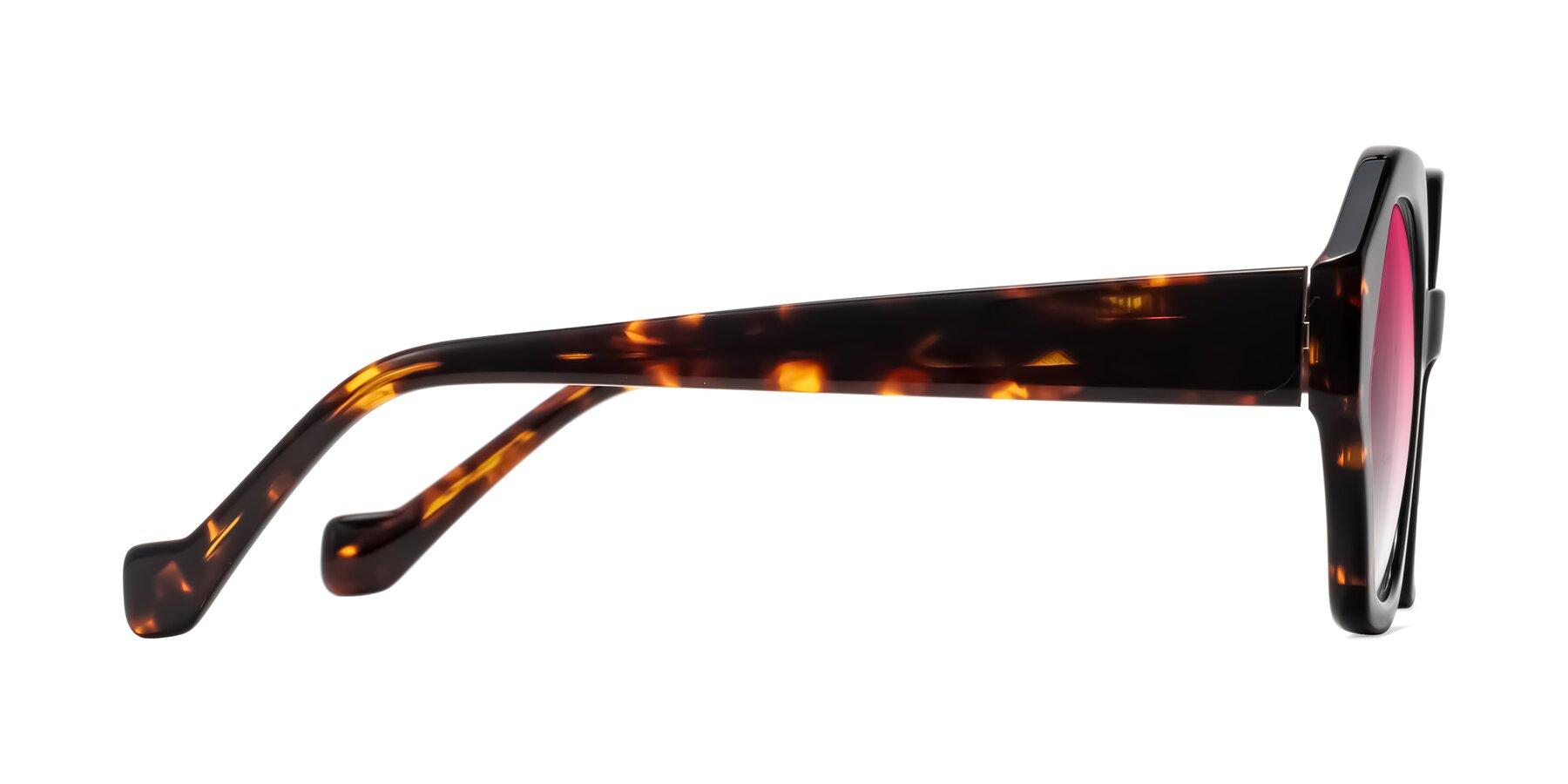 Side of Kawa in Black/Tortoise with Pink Gradient Lenses