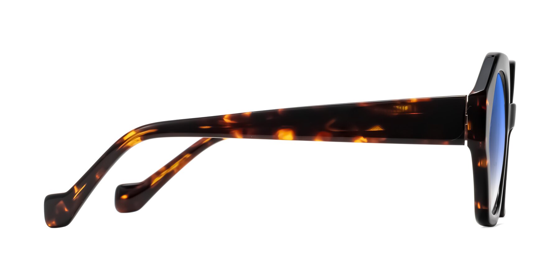 Side of Kawa in Black/Tortoise with Blue Gradient Lenses