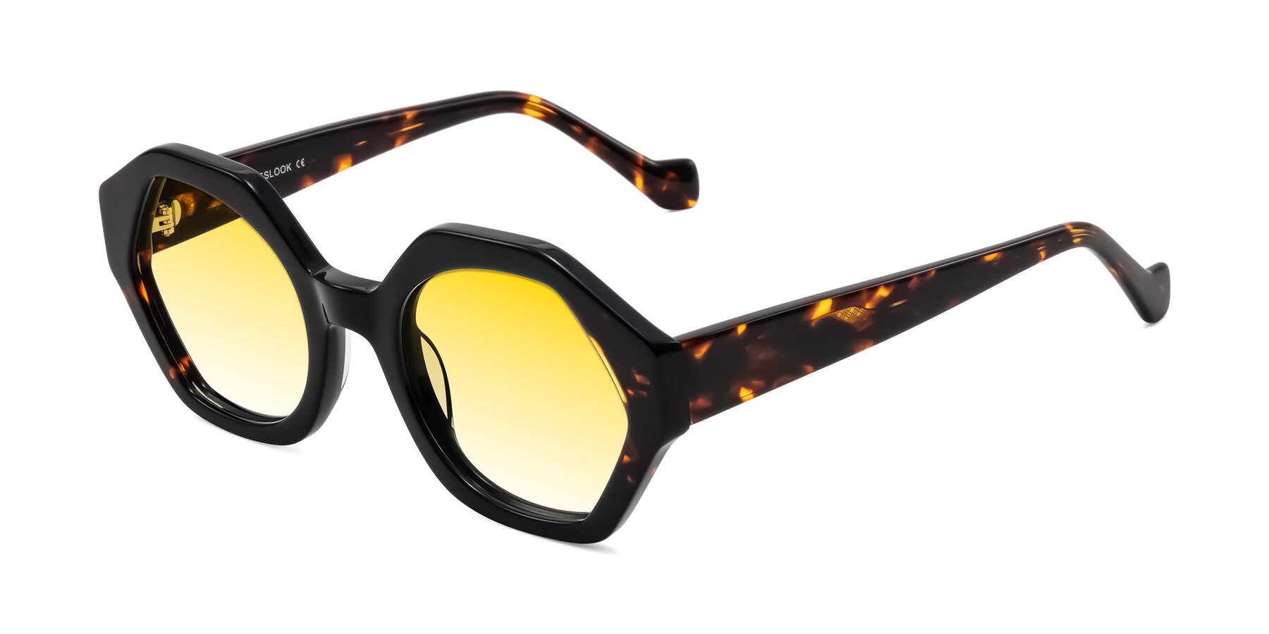 Angle of Kawa in Black/Tortoise with Yellow Gradient Lenses