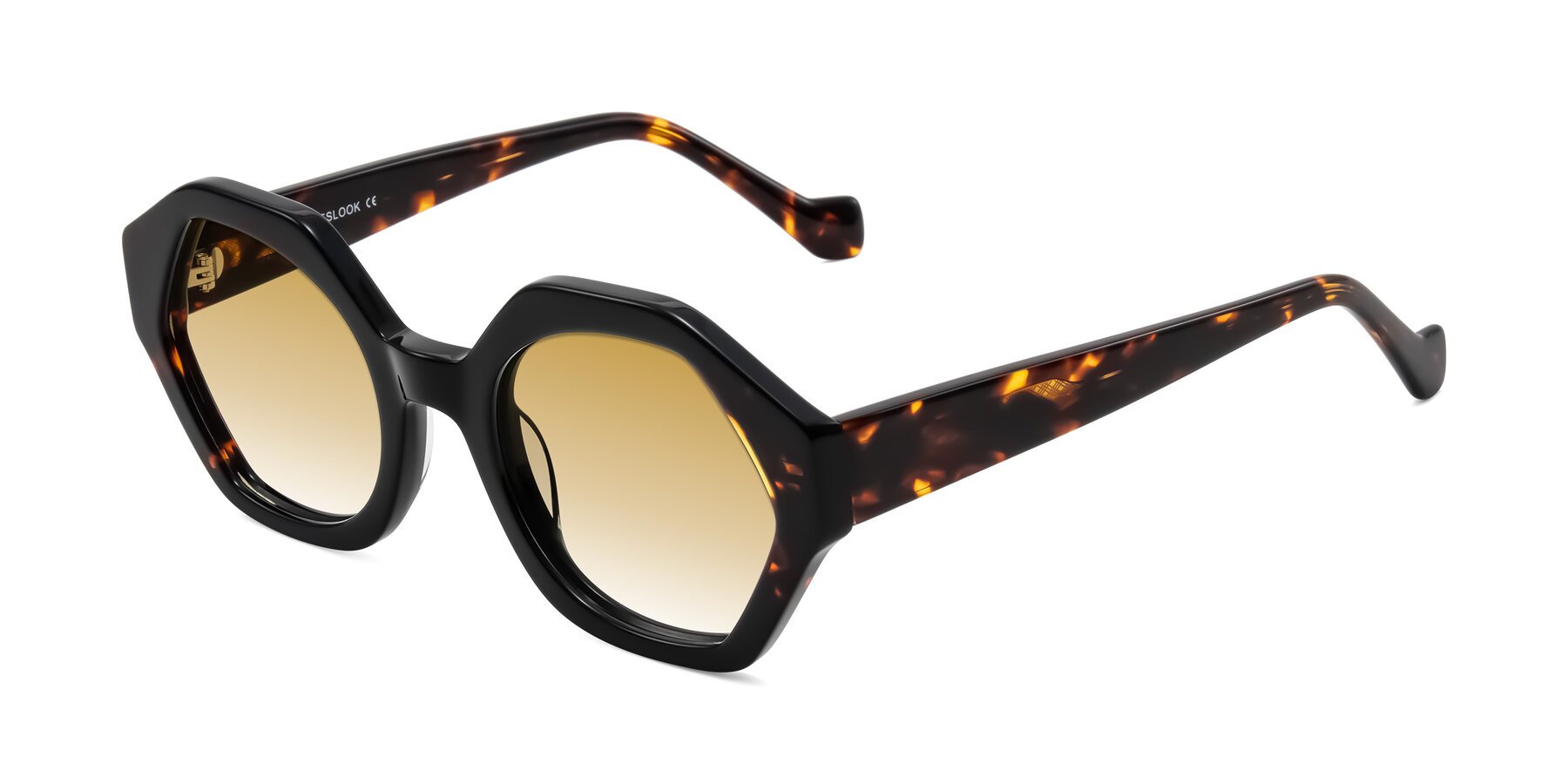 Angle of Kawa in Black/Tortoise with Champagne Gradient Lenses