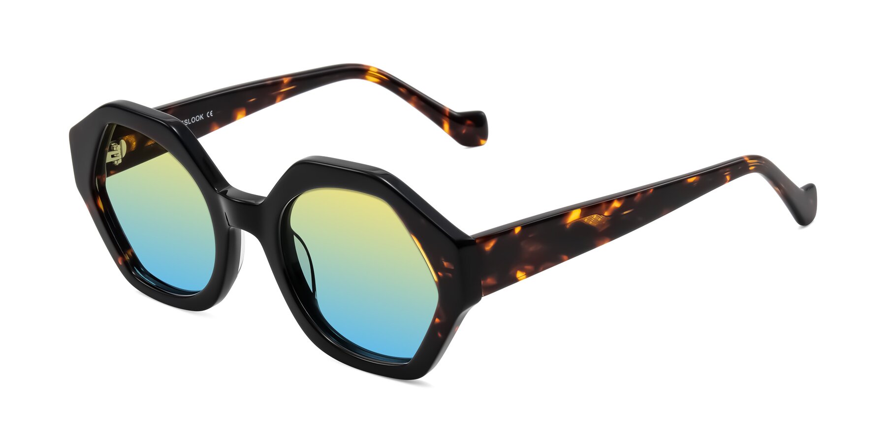Angle of Kawa in Black/Tortoise with Yellow / Blue Gradient Lenses