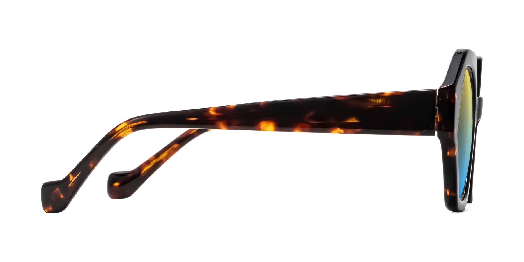 Side of Kawa in Black/Tortoise with Yellow / Blue Gradient Lenses