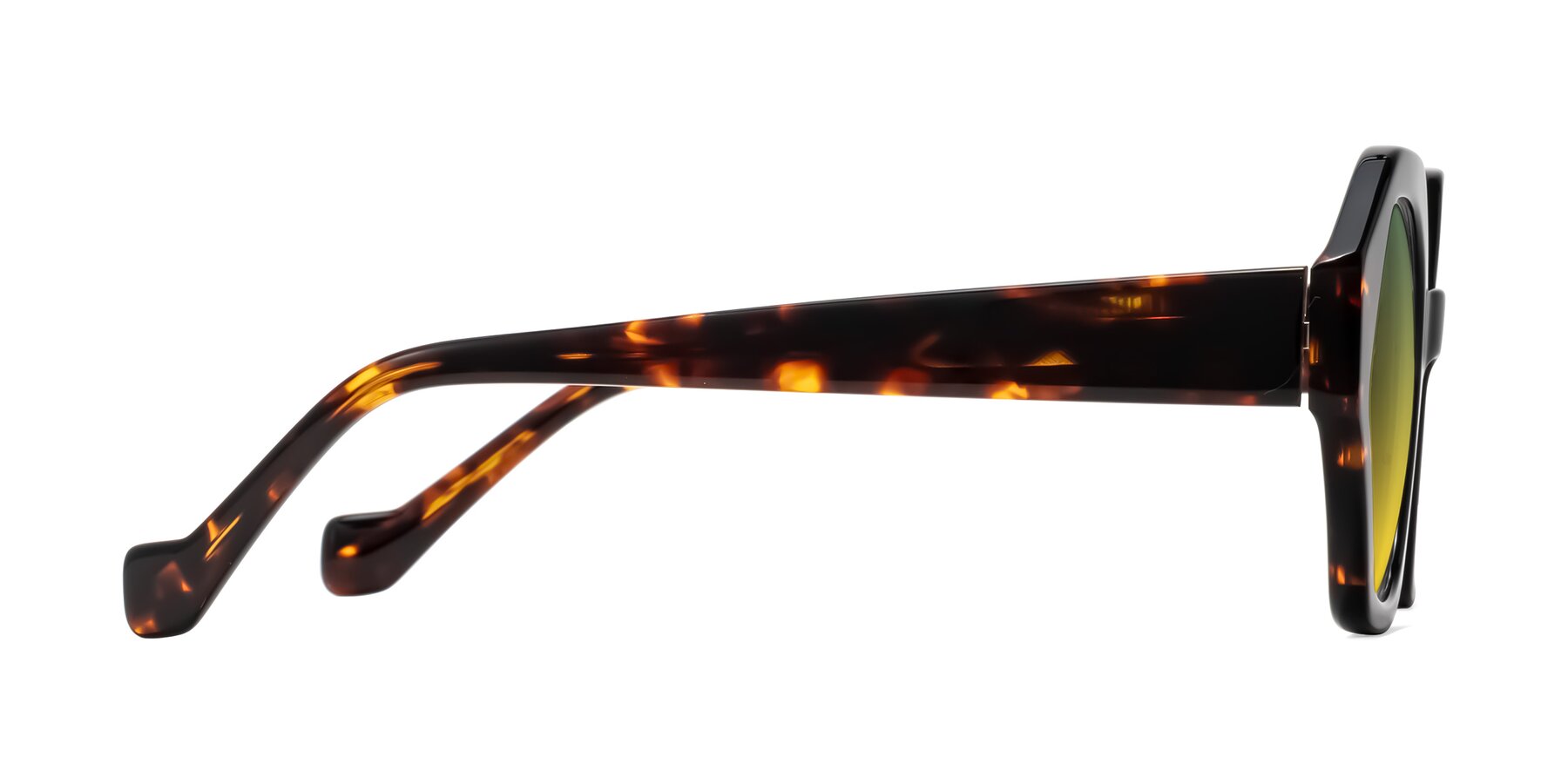 Side of Kawa in Black/Tortoise with Green / Yellow Gradient Lenses
