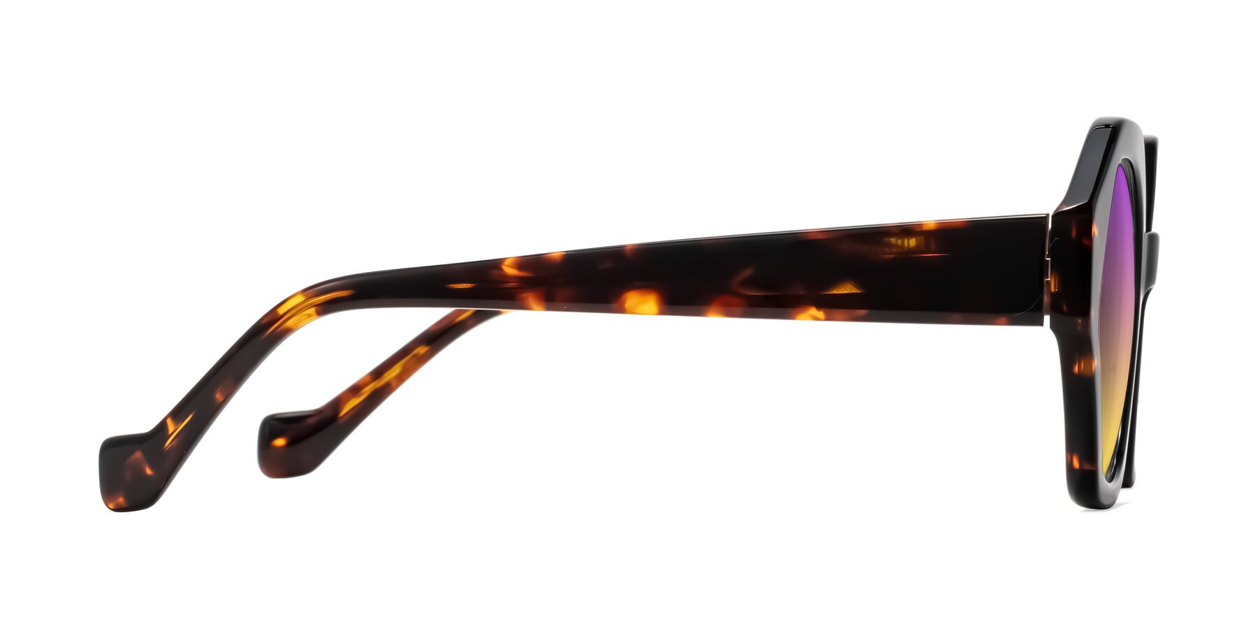 Side of Kawa in Black/Tortoise with Purple / Yellow Gradient Lenses
