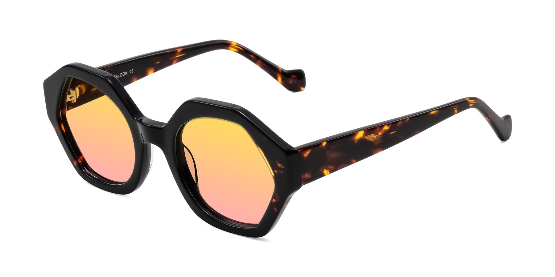 Angle of Kawa in Black/Tortoise with Yellow / Pink Gradient Lenses