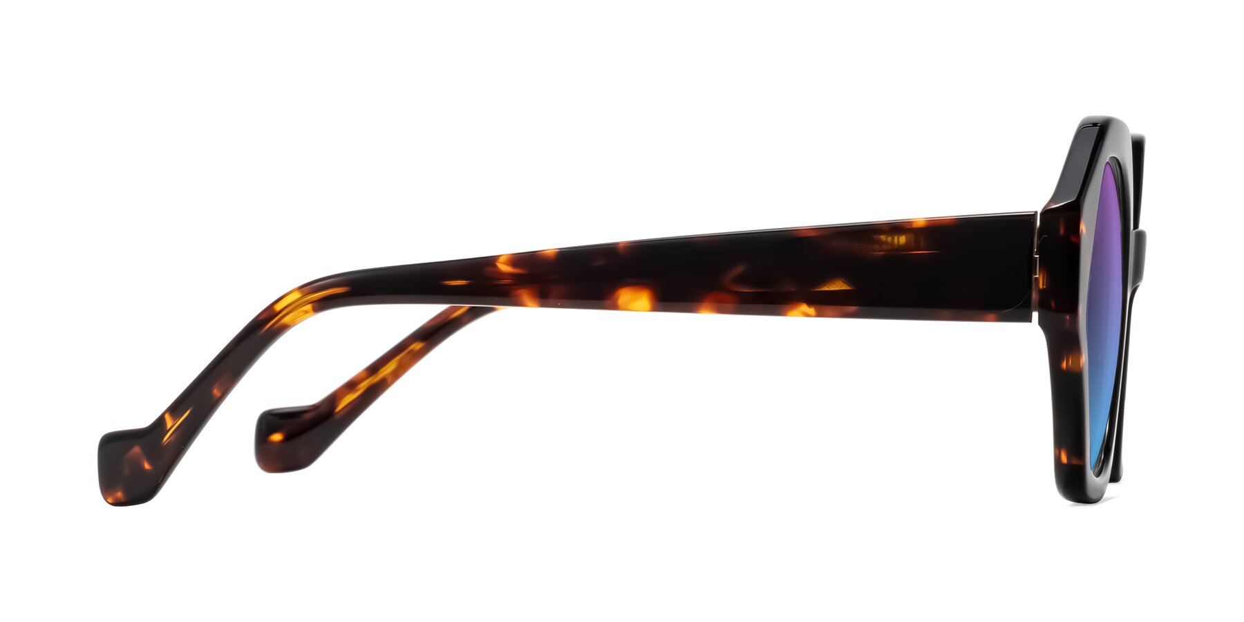 Side of Kawa in Black/Tortoise with Purple / Blue Gradient Lenses