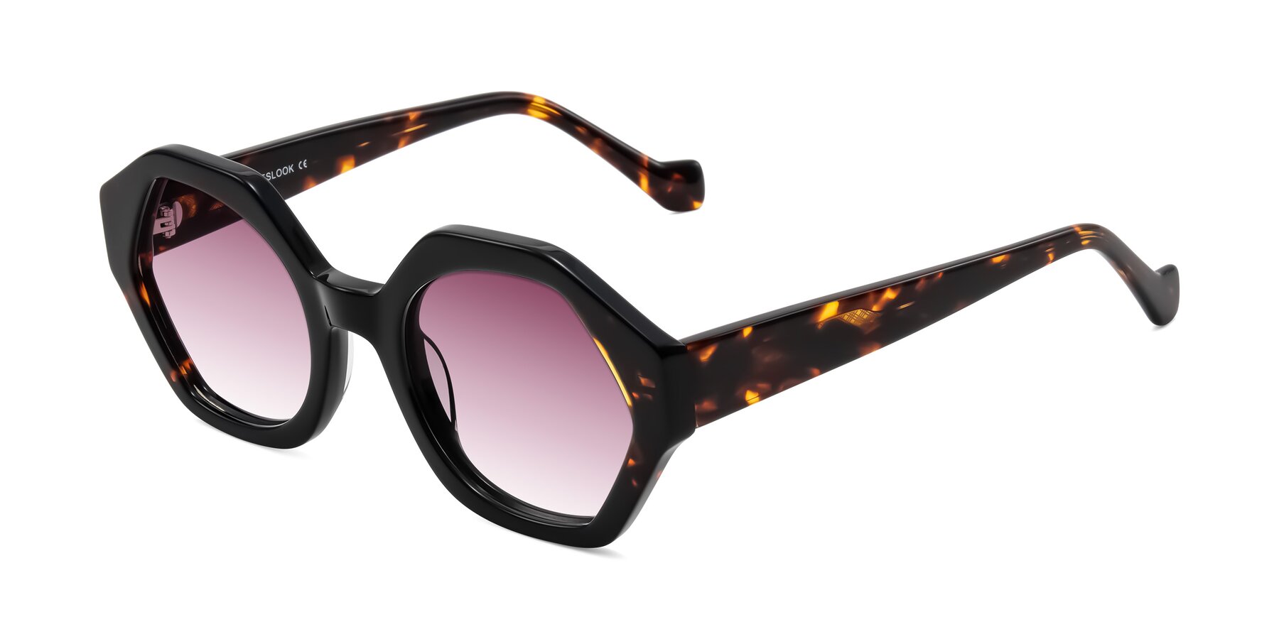 Angle of Kawa in Black/Tortoise with Wine Gradient Lenses