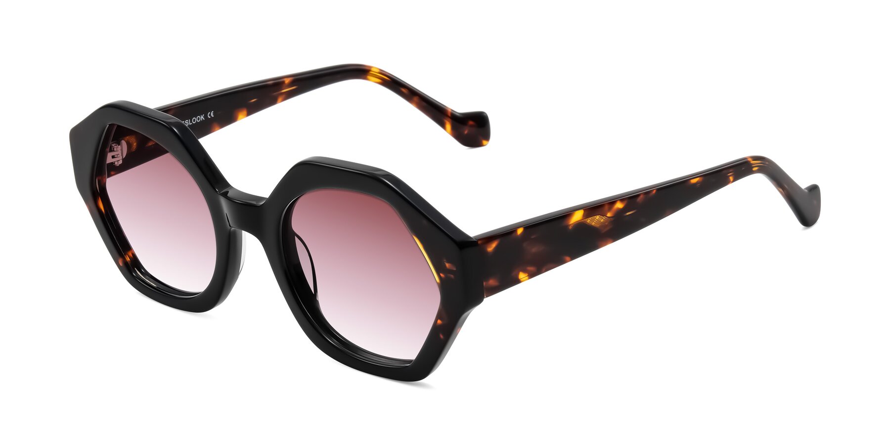 Angle of Kawa in Black/Tortoise with Garnet Gradient Lenses