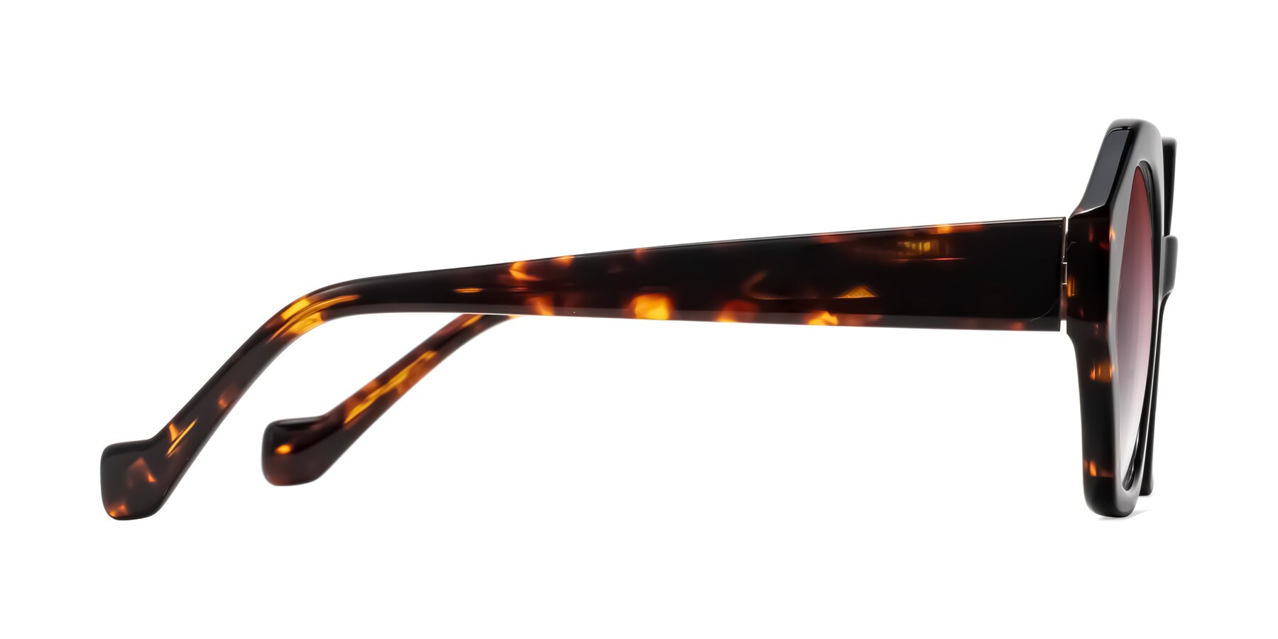 Side of Kawa in Black/Tortoise with Garnet Gradient Lenses