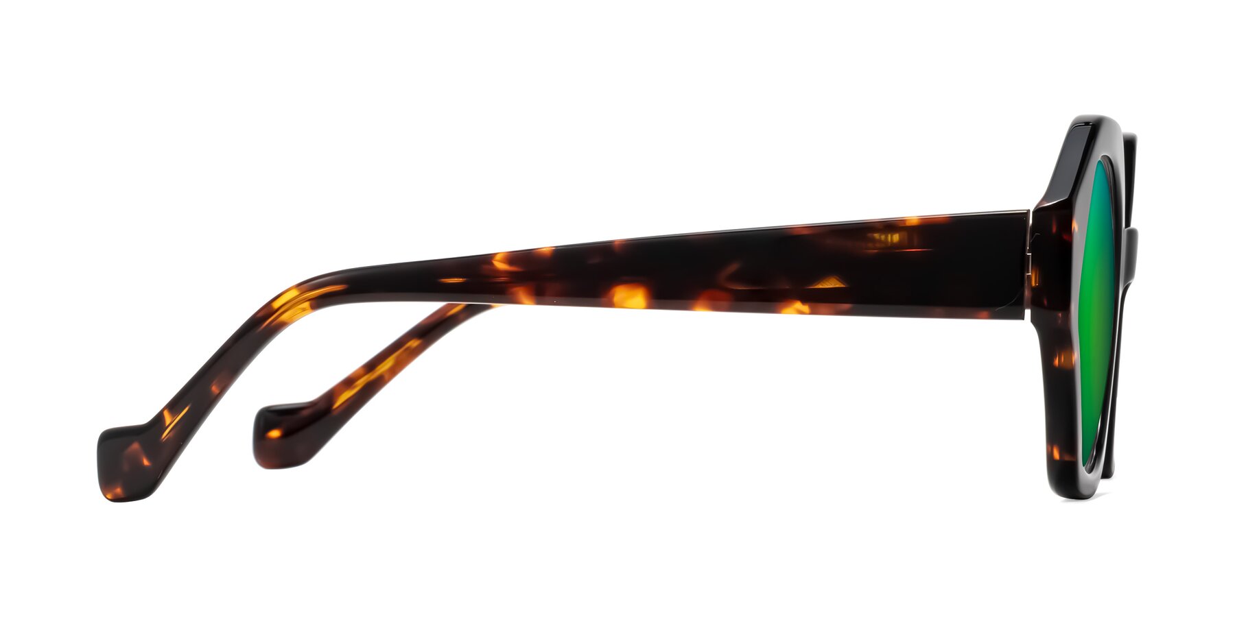Side of Kawa in Black/Tortoise with Green Mirrored Lenses
