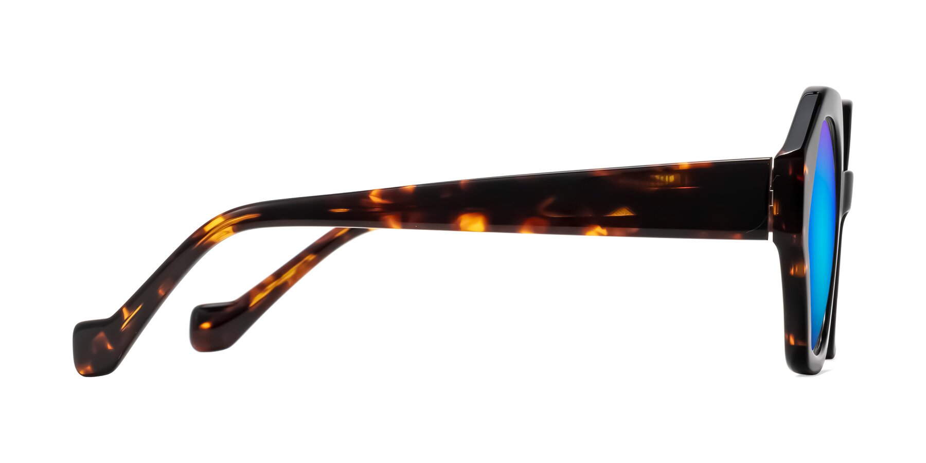 Side of Kawa in Black/Tortoise with Blue Mirrored Lenses