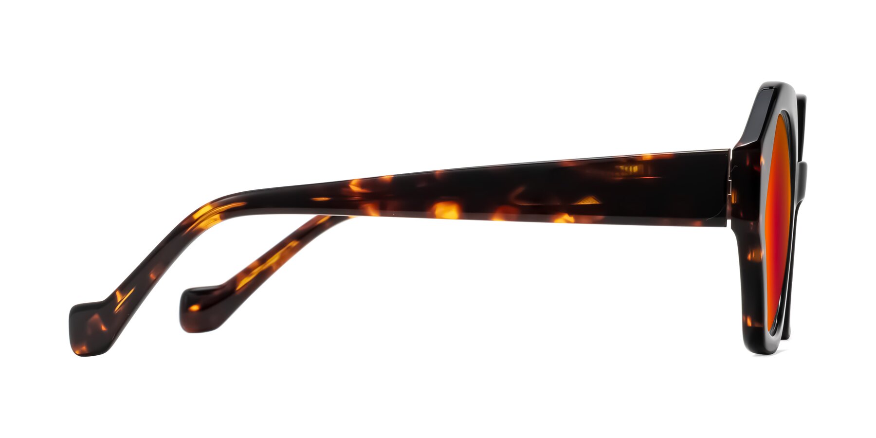 Side of Kawa in Black/Tortoise with Red Gold Mirrored Lenses