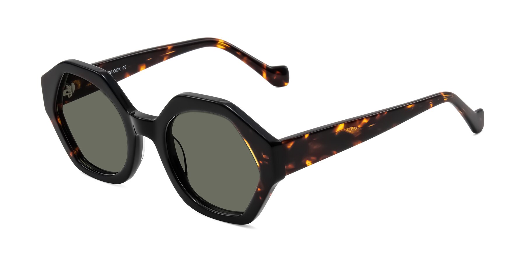 Angle of Kawa in Black/Tortoise with Gray Polarized Lenses