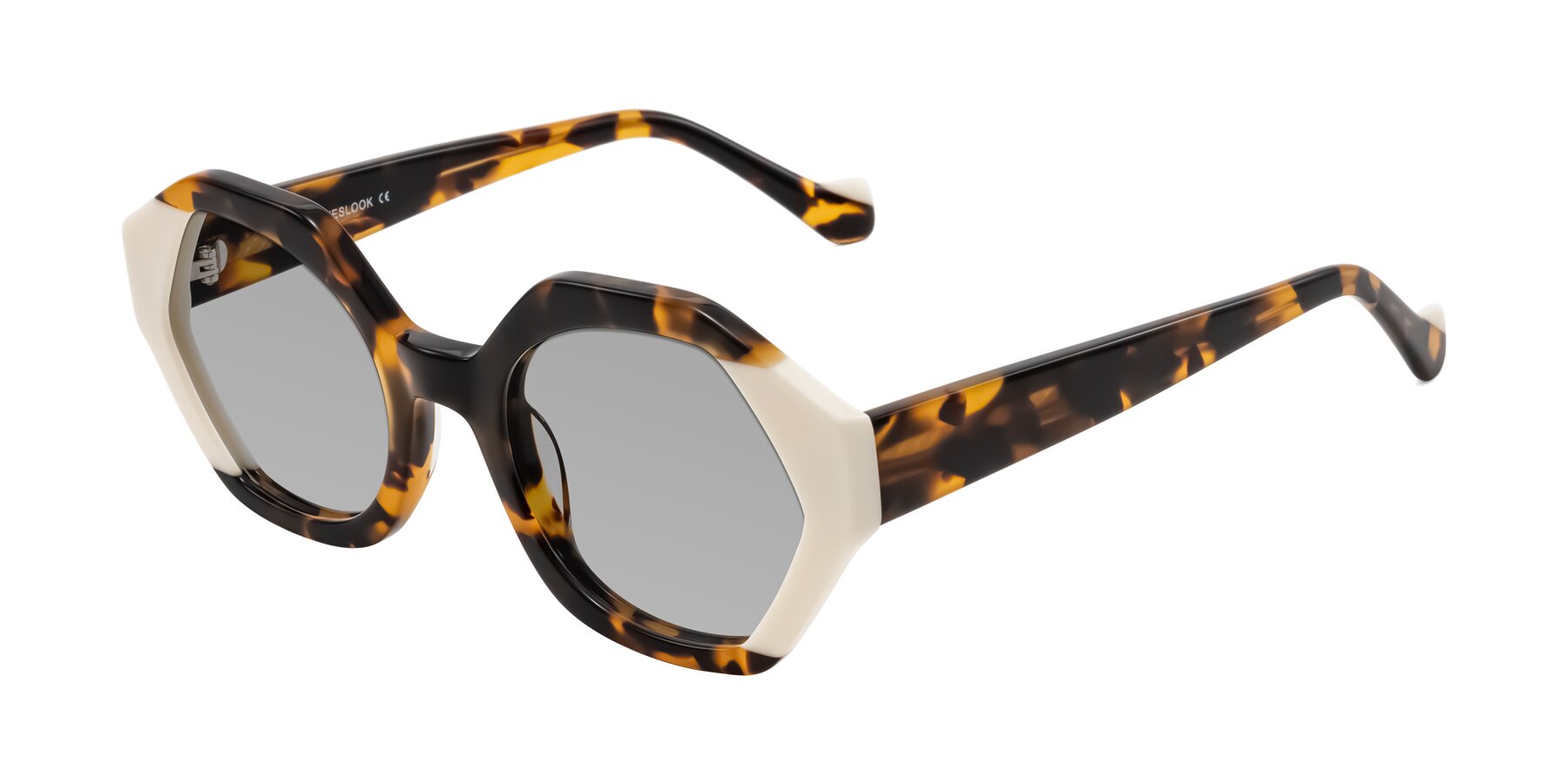 Angle of Kawa in Tortoise/Ivory with Light Gray Tinted Lenses