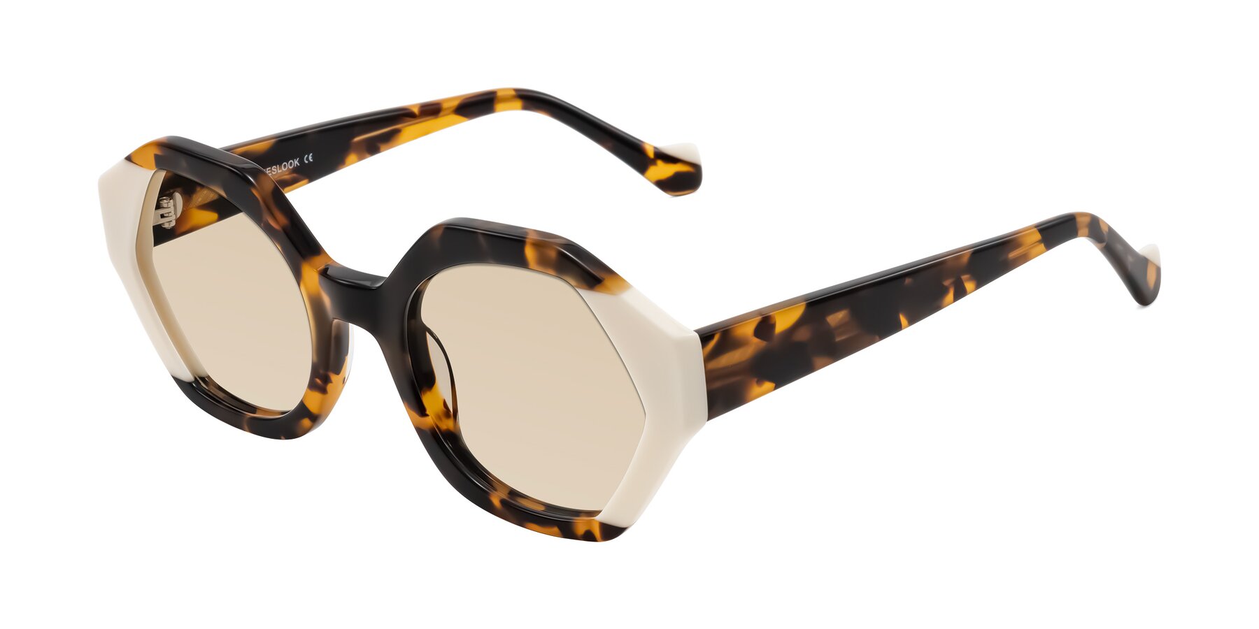 Angle of Kawa in Tortoise/Ivory with Light Brown Tinted Lenses