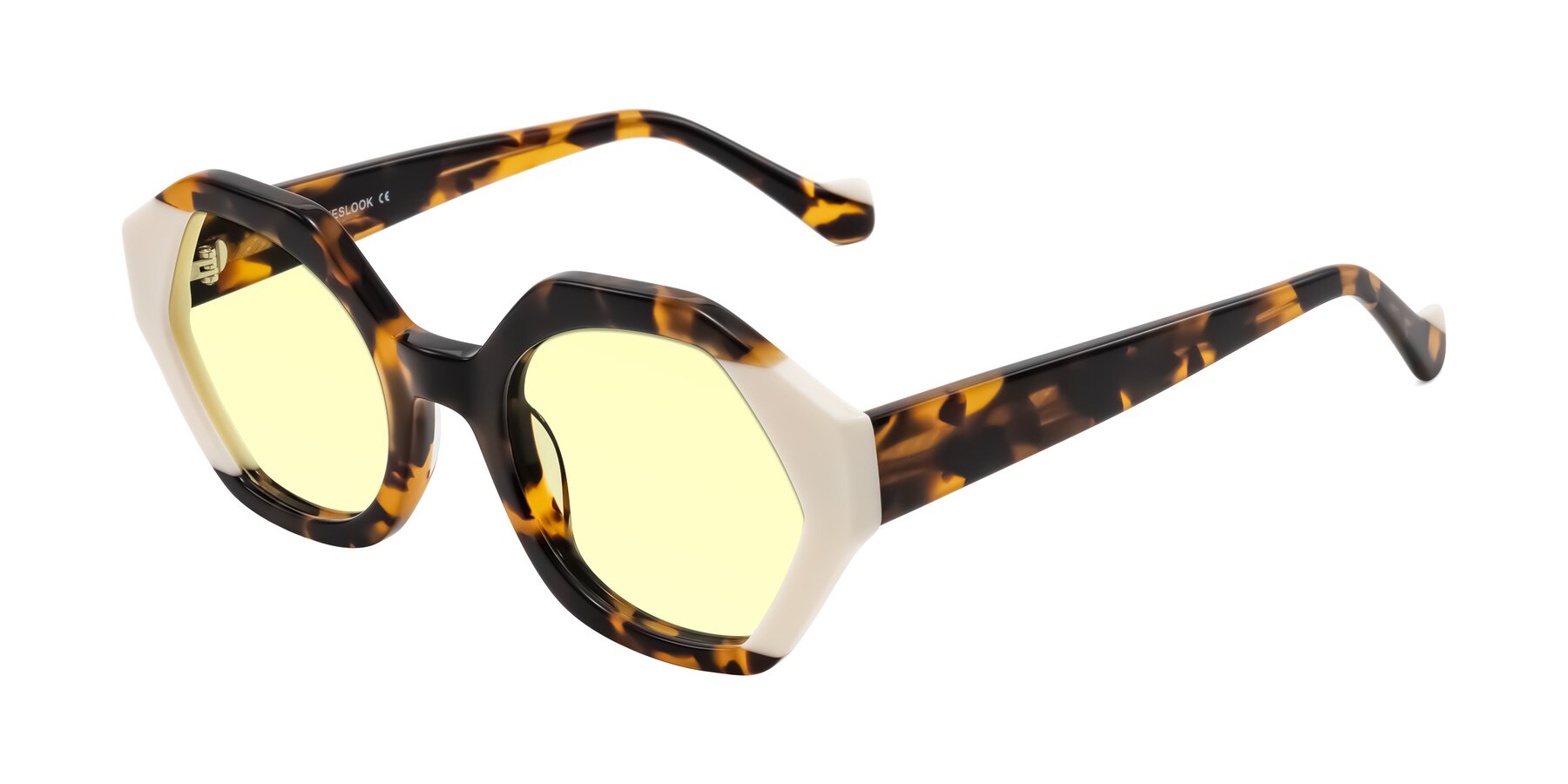 Angle of Kawa in Tortoise/Ivory with Light Yellow Tinted Lenses