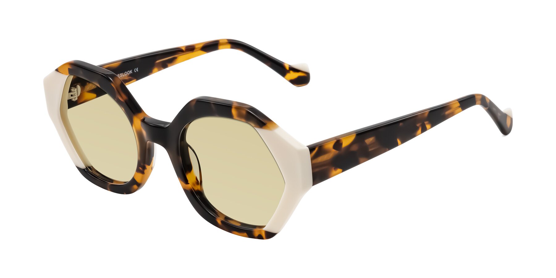 Angle of Kawa in Tortoise/Ivory with Light Champagne Tinted Lenses
