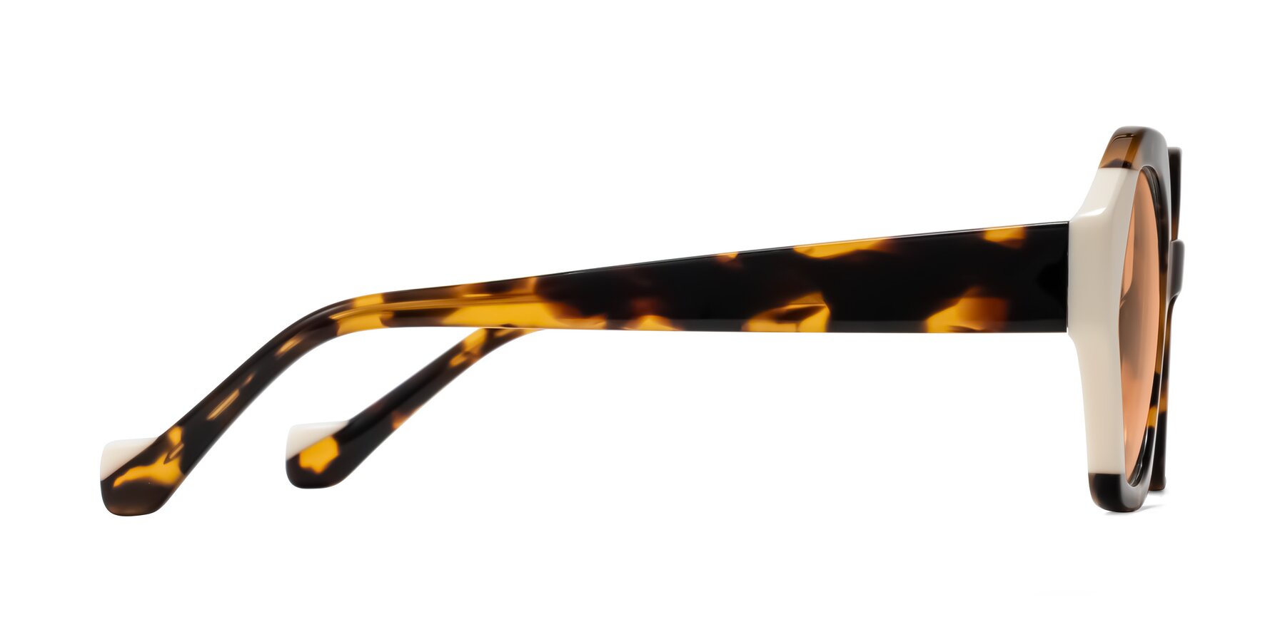 Side of Kawa in Tortoise/Ivory with Light Orange Tinted Lenses