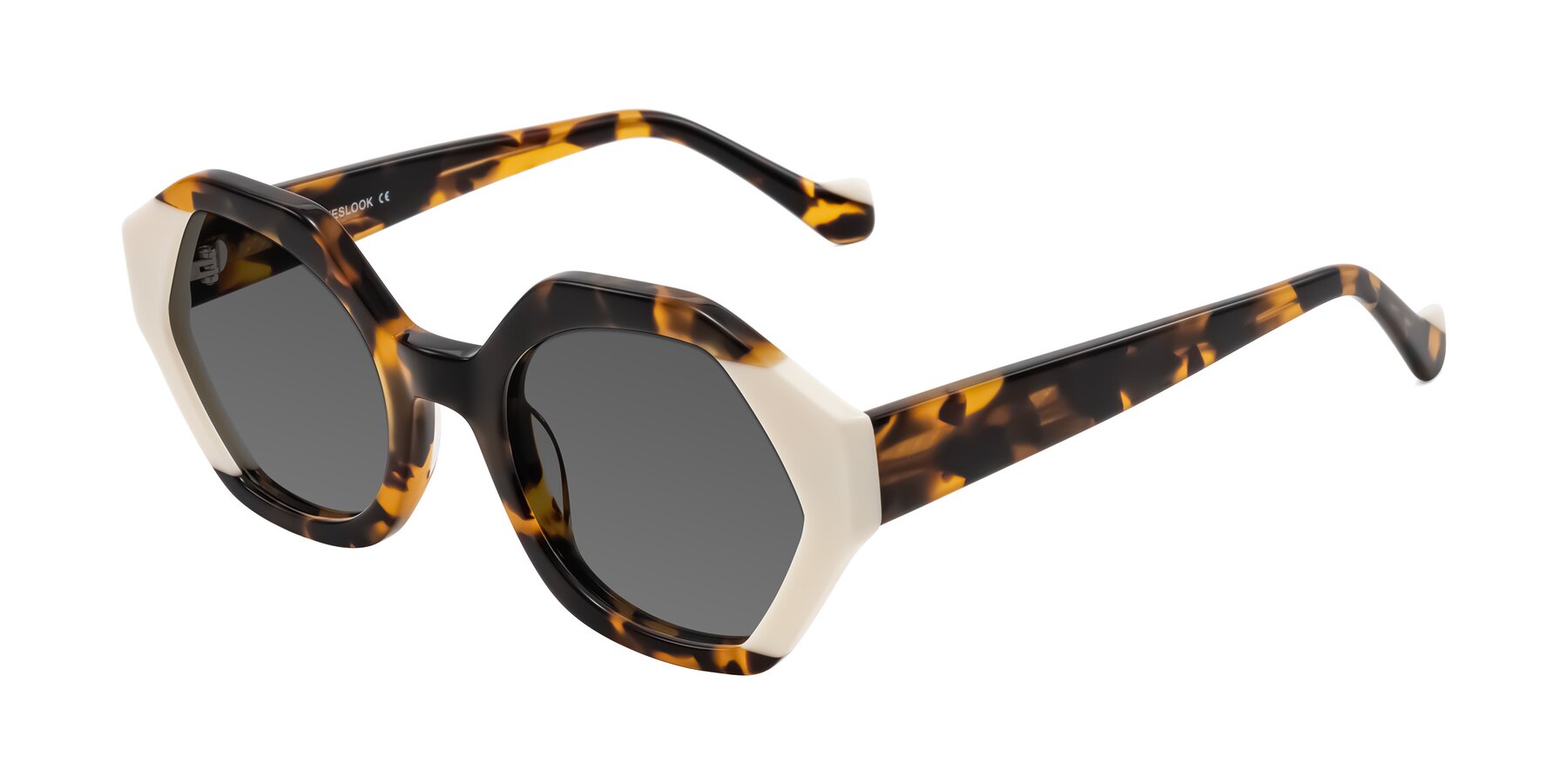 Angle of Kawa in Tortoise/Ivory with Medium Gray Tinted Lenses