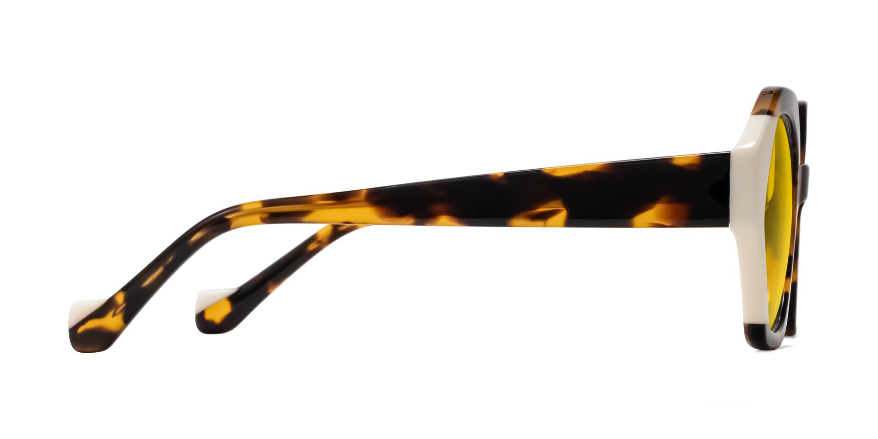 Side of Kawa in Tortoise/Ivory with Yellow Tinted Lenses
