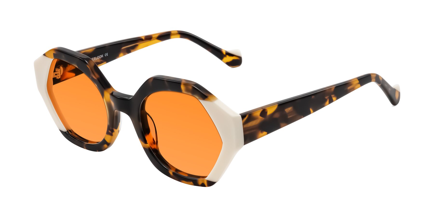Angle of Kawa in Tortoise/Ivory with Orange Tinted Lenses