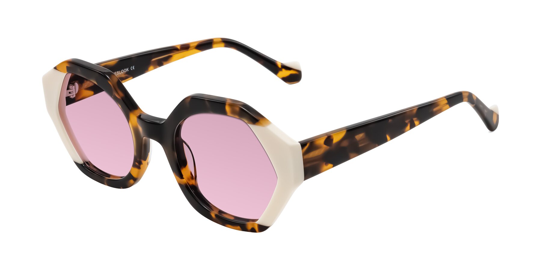 Angle of Kawa in Tortoise/Ivory with Light Wine Tinted Lenses