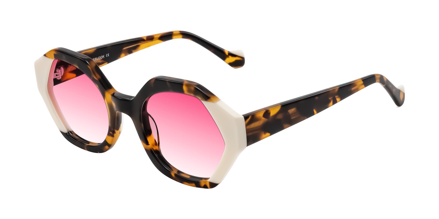 Angle of Kawa in Tortoise/Ivory with Pink Gradient Lenses