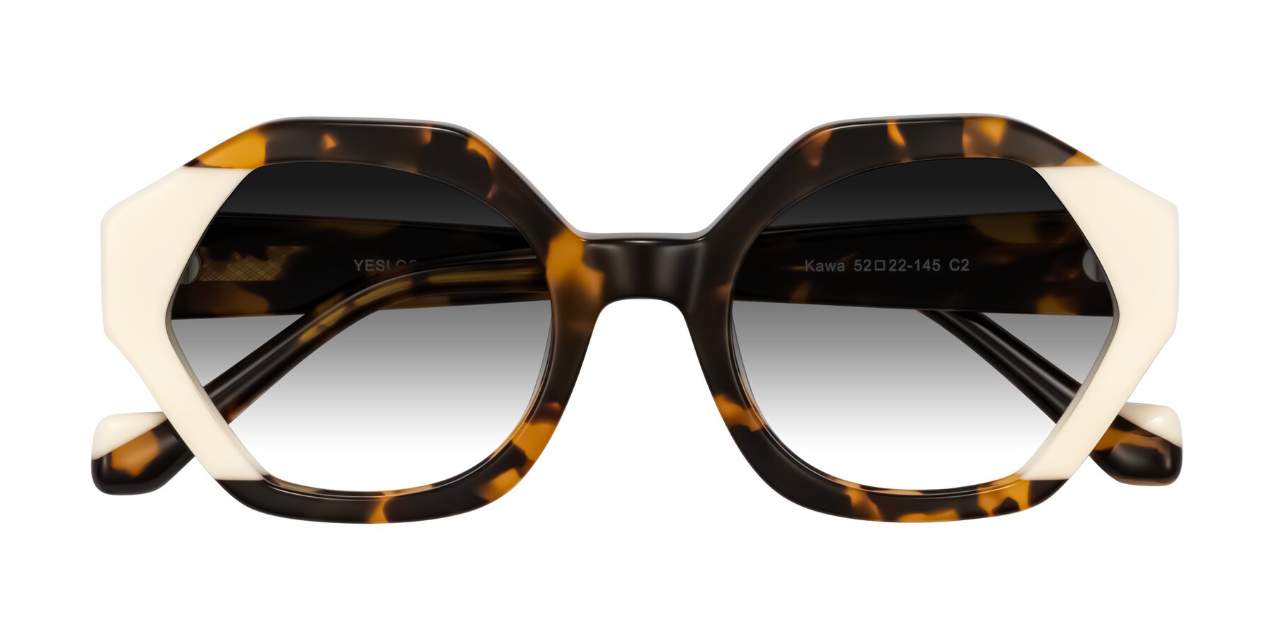 Folded Front of Kawa in Tortoise/Ivory with Gray Gradient Lenses