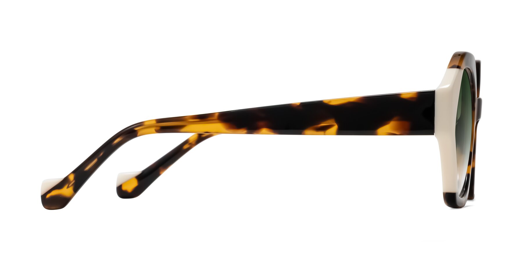 Side of Kawa in Tortoise/Ivory with Green Gradient Lenses