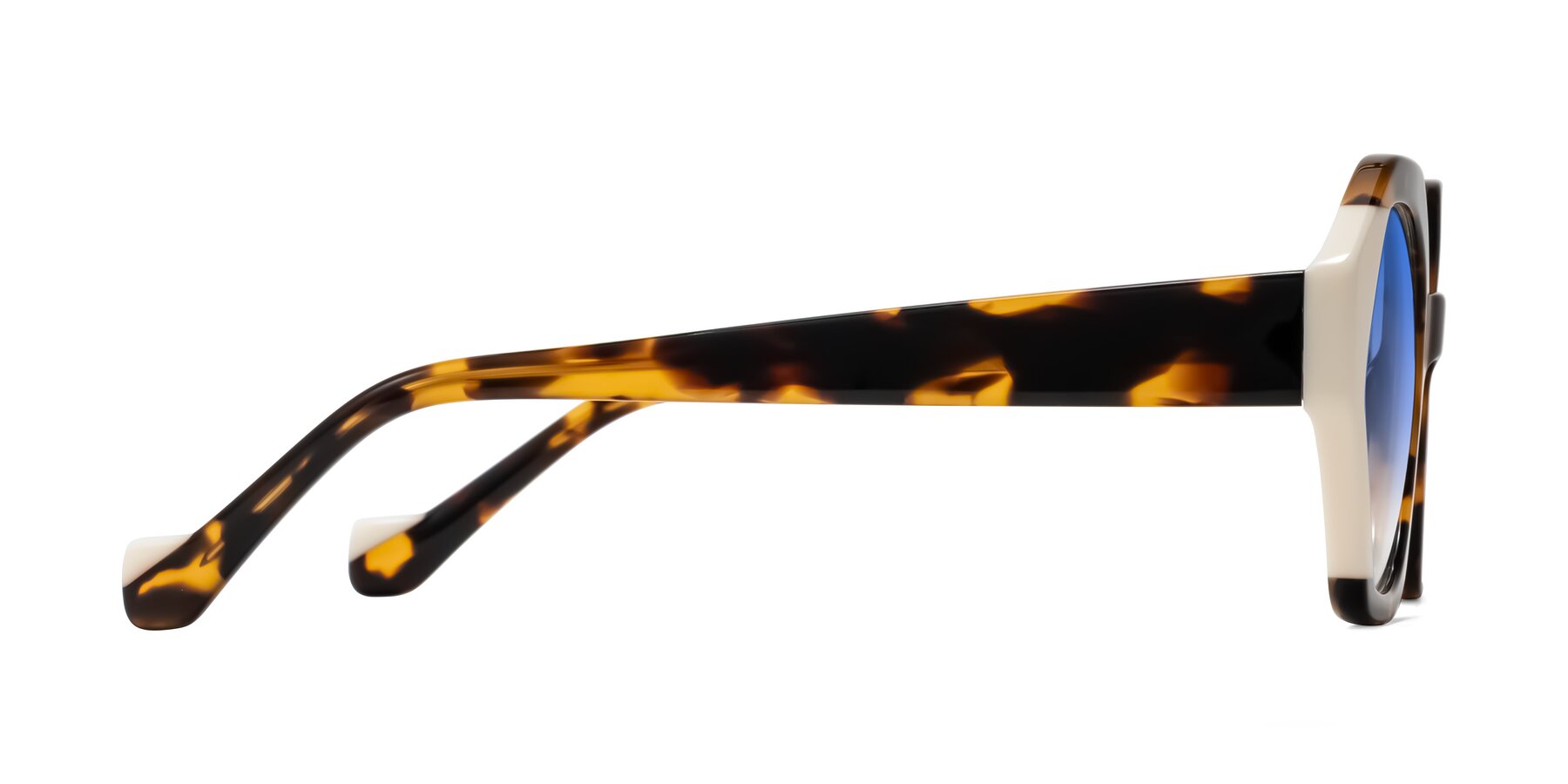 Side of Kawa in Tortoise/Ivory with Blue Gradient Lenses