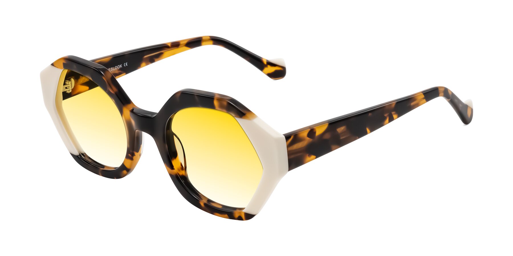 Angle of Kawa in Tortoise/Ivory with Yellow Gradient Lenses