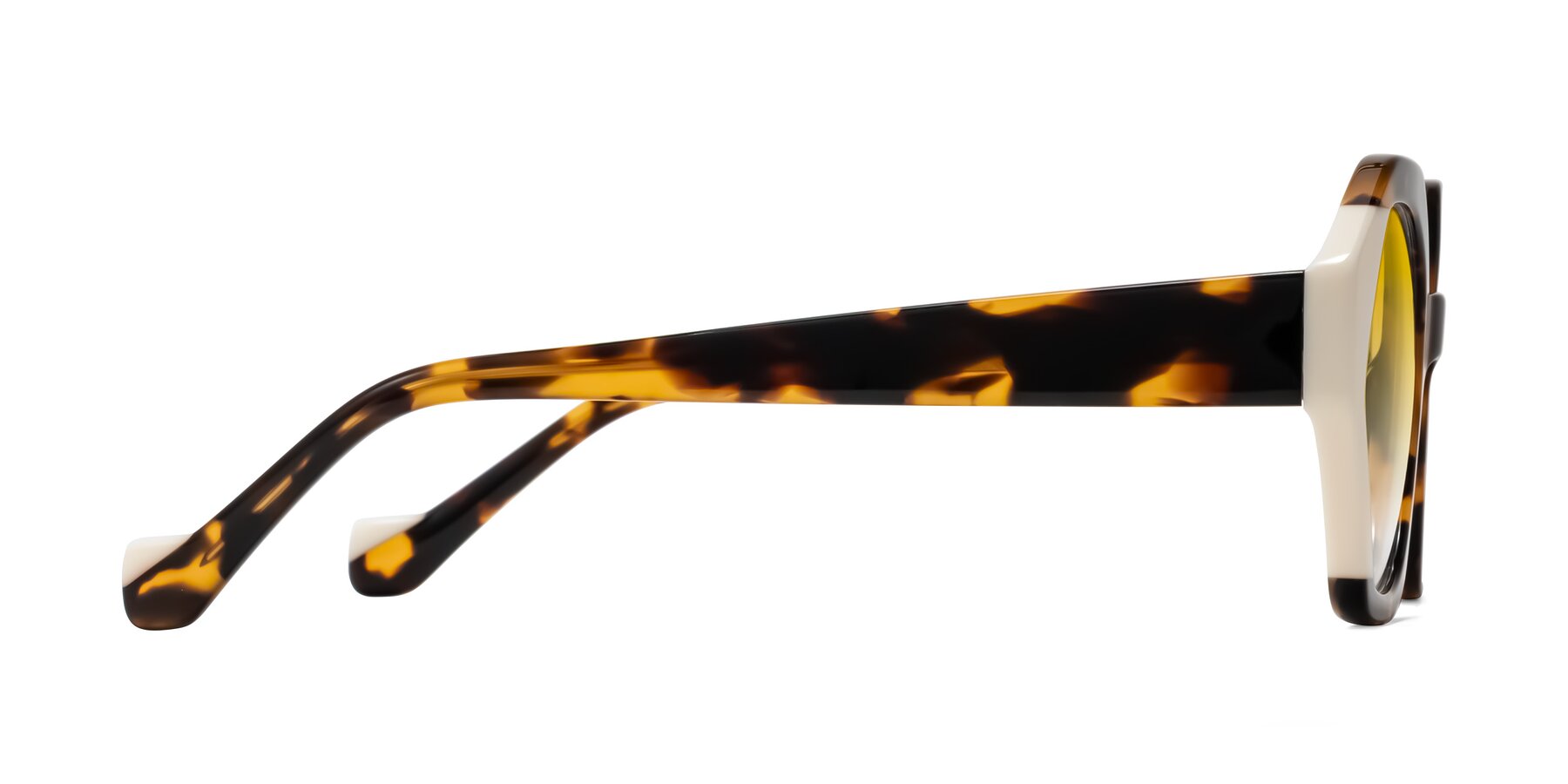 Side of Kawa in Tortoise/Ivory with Yellow Gradient Lenses