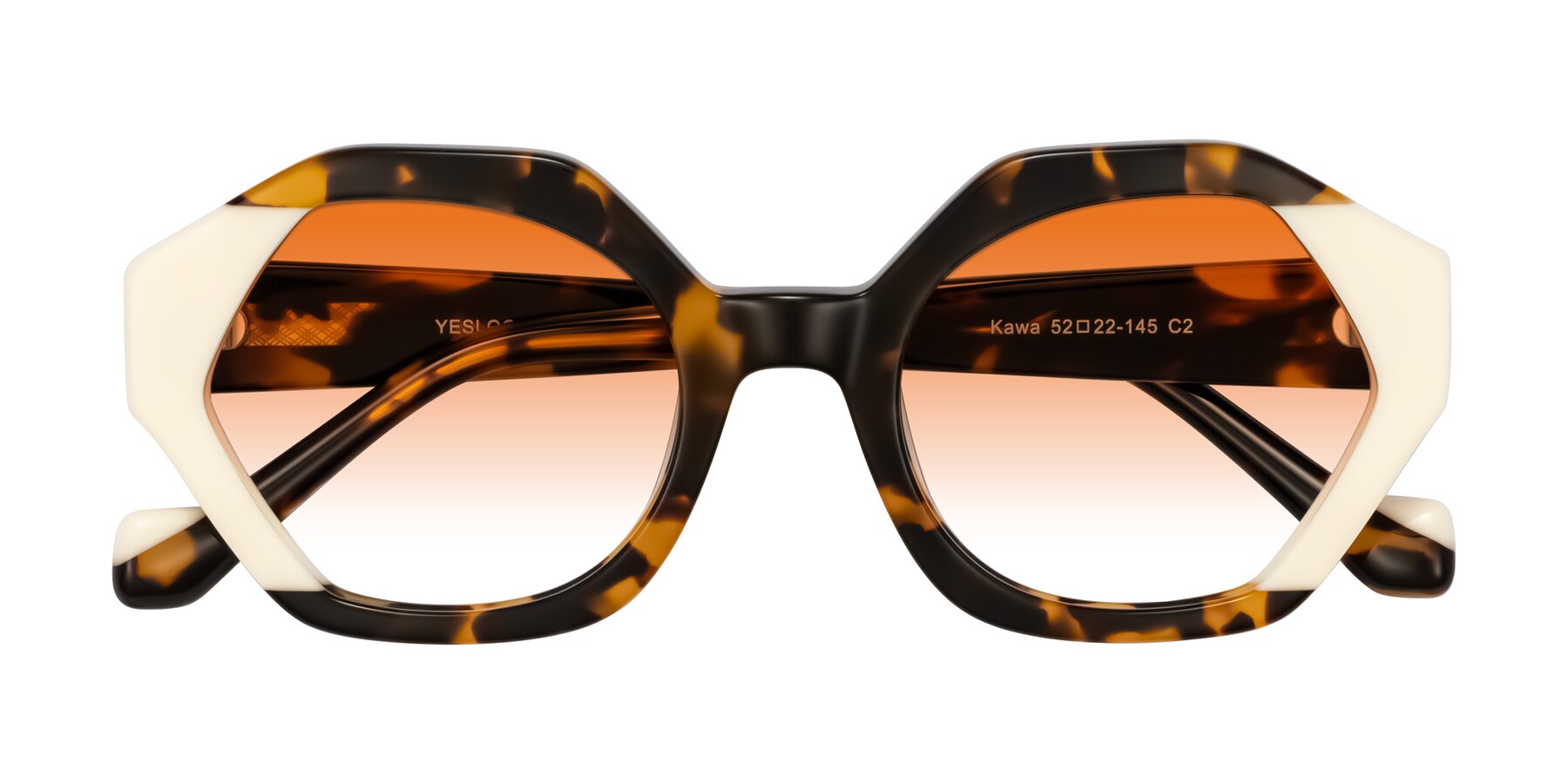 Folded Front of Kawa in Tortoise/Ivory with Orange Gradient Lenses