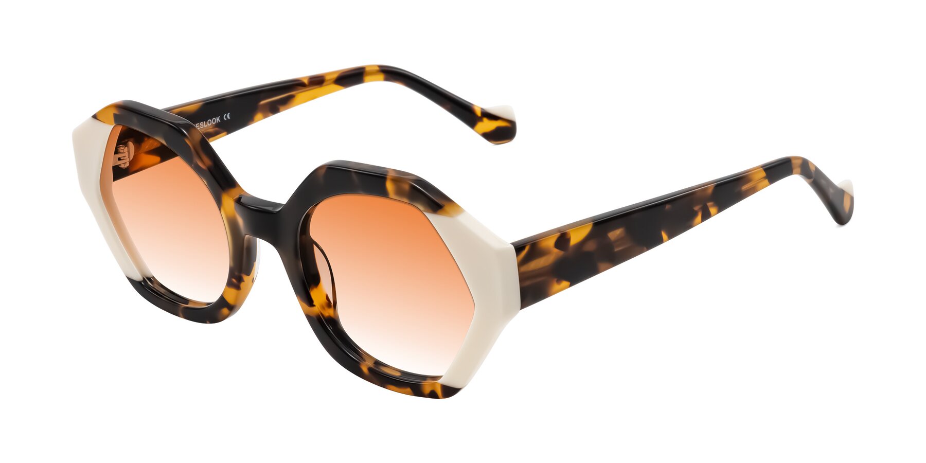 Angle of Kawa in Tortoise/Ivory with Orange Gradient Lenses