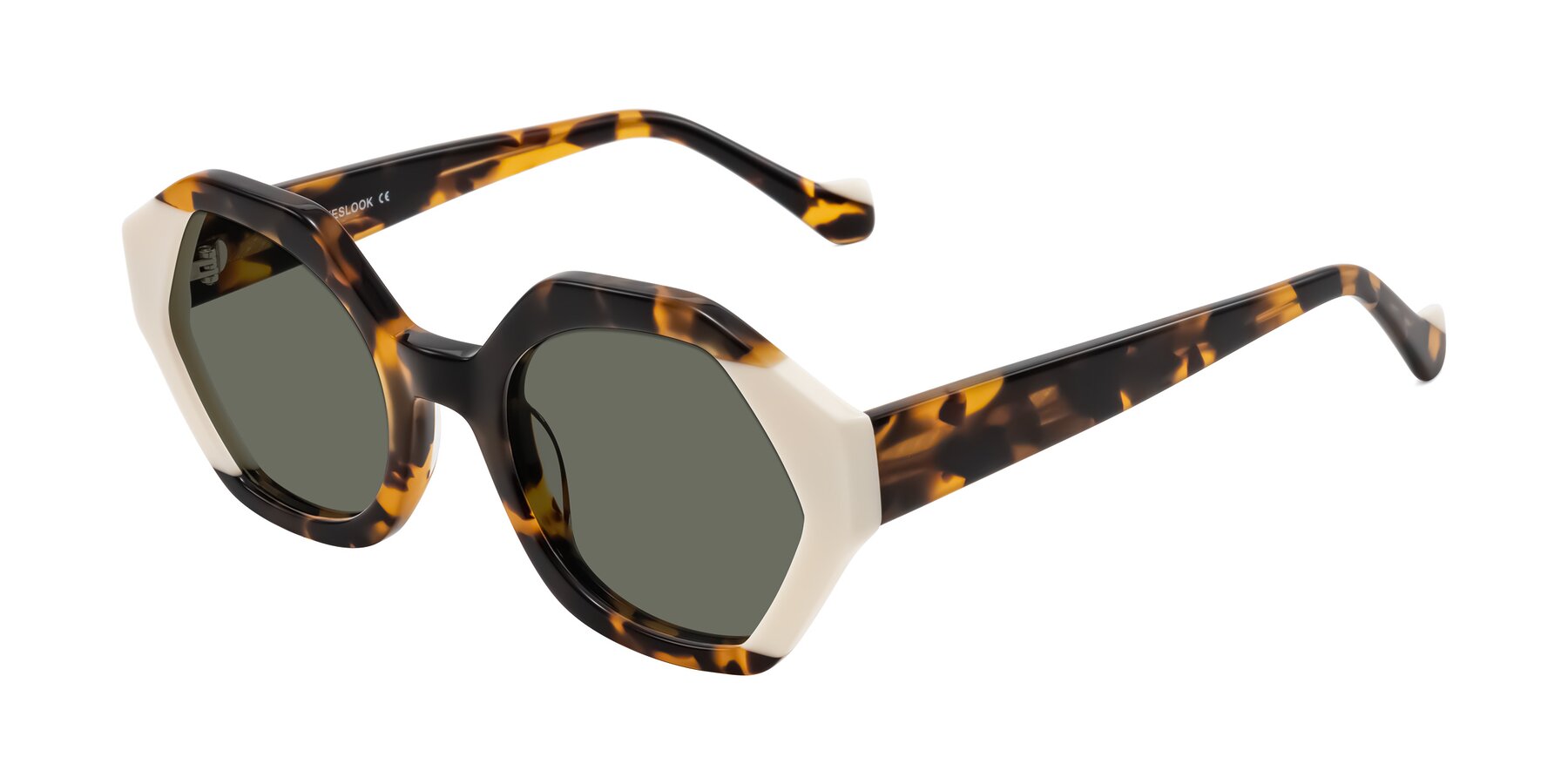 Angle of Kawa in Tortoise/Ivory with Gray Polarized Lenses