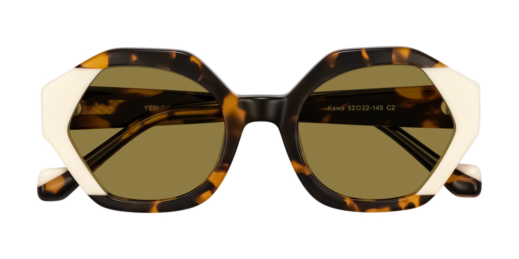 Folded Front of Kawa in Tortoise/Ivory with Brown Polarized Lenses