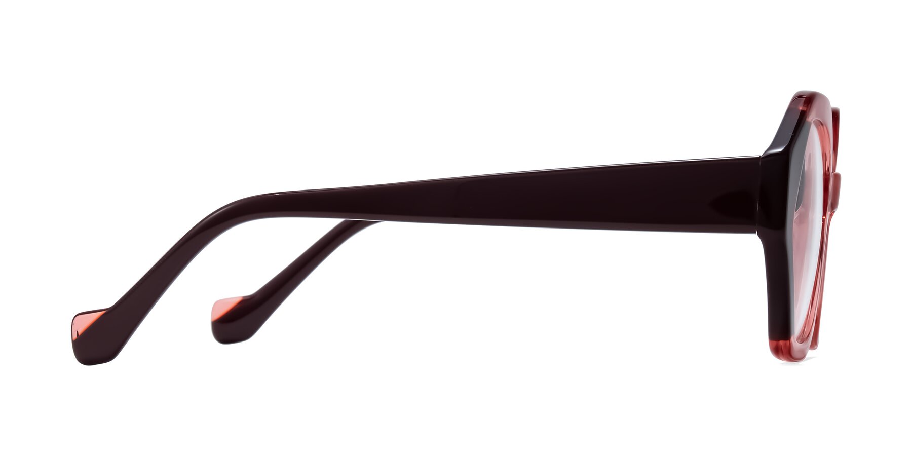 Side of Kawa in Ruby/Maroon with Clear Eyeglass Lenses
