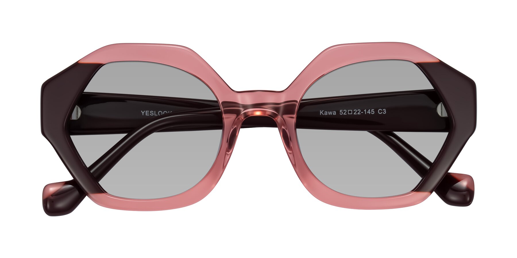 Folded Front of Kawa in Ruby/Maroon with Light Gray Tinted Lenses