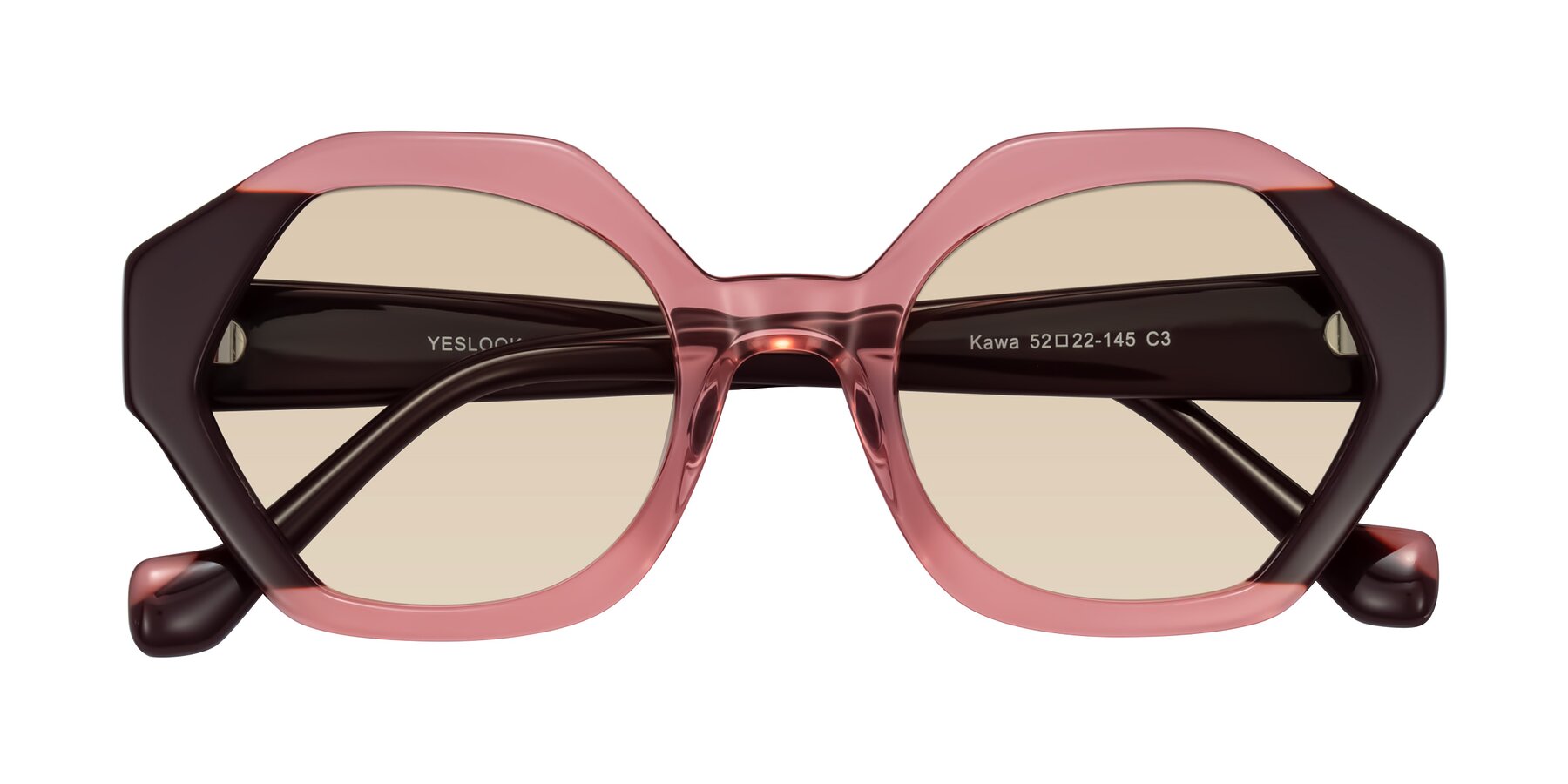 Folded Front of Kawa in Ruby/Maroon with Light Brown Tinted Lenses
