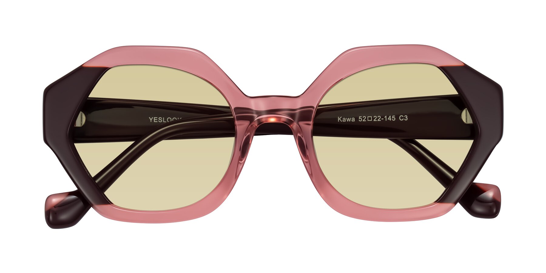 Folded Front of Kawa in Ruby/Maroon with Light Champagne Tinted Lenses