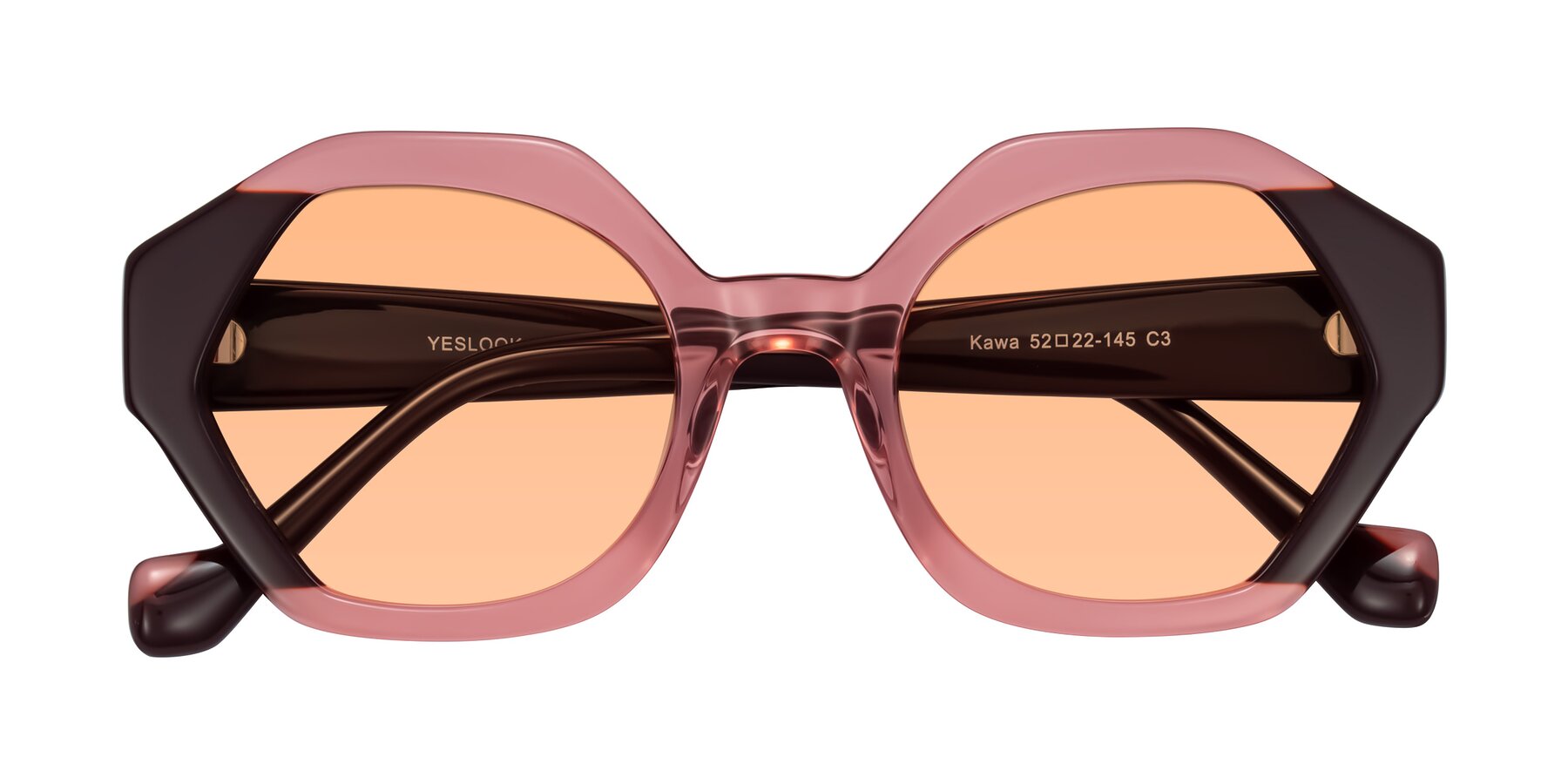 Folded Front of Kawa in Ruby/Maroon with Light Orange Tinted Lenses