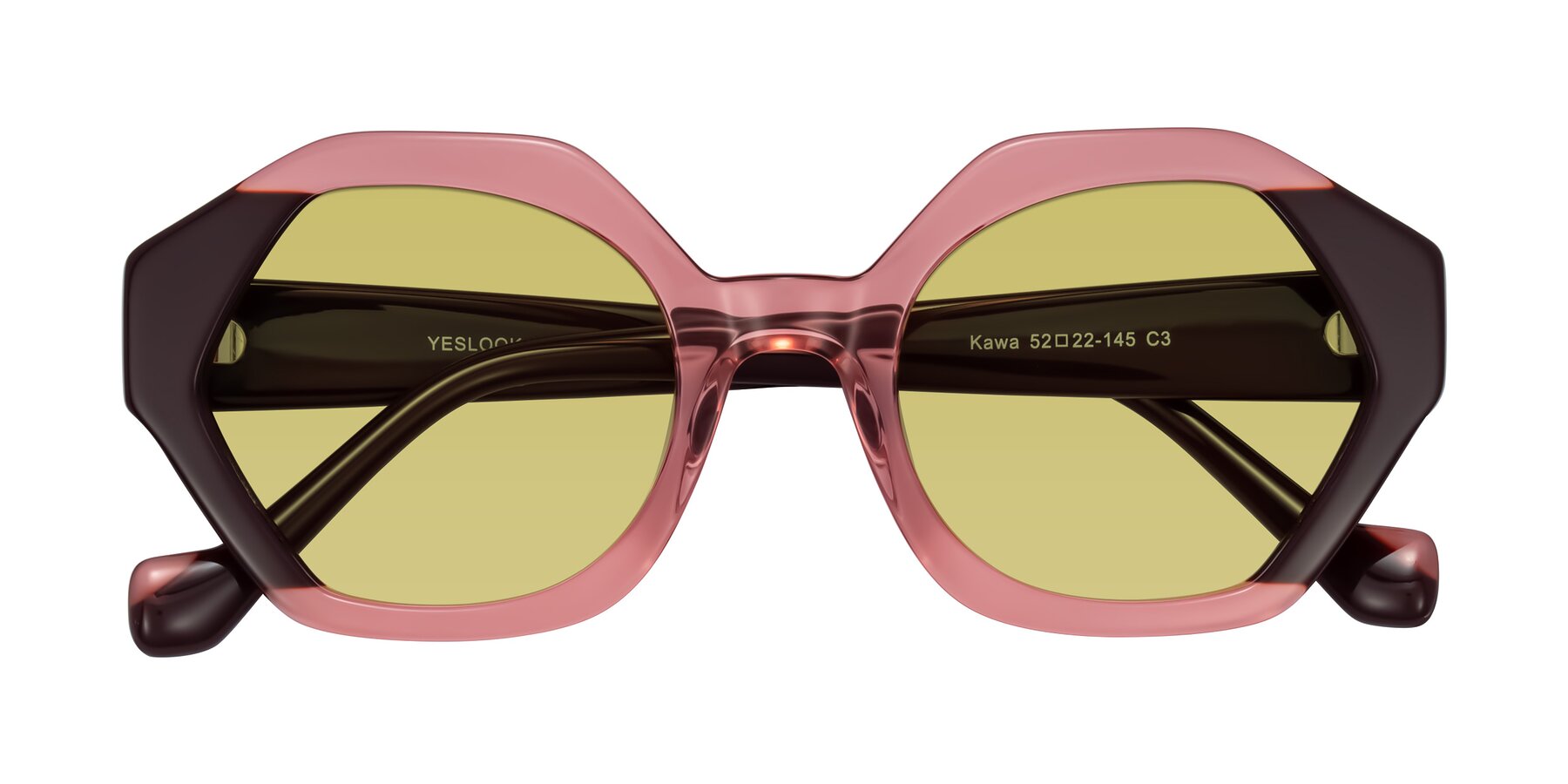 Folded Front of Kawa in Ruby/Maroon with Medium Champagne Tinted Lenses