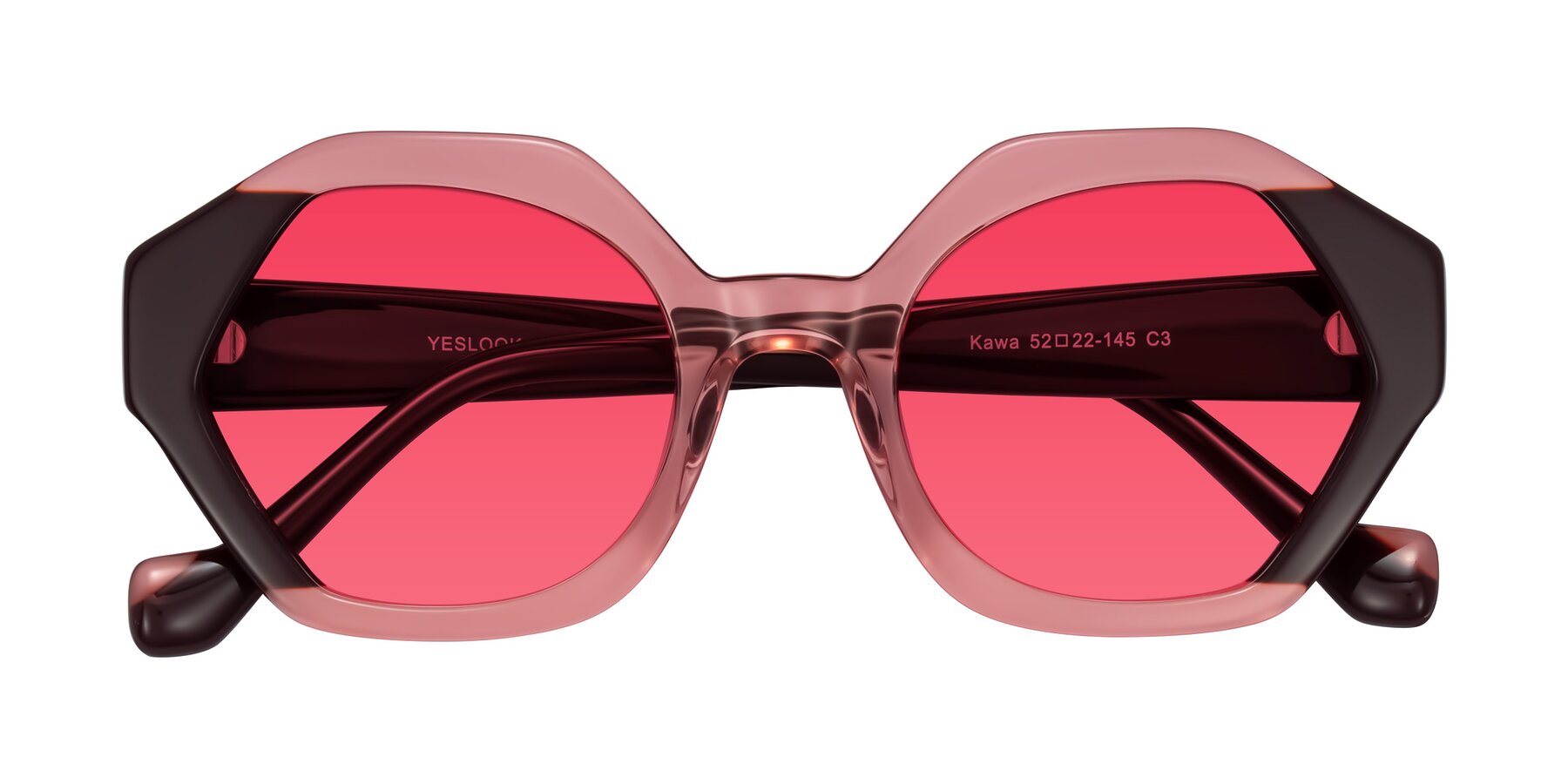 Folded Front of Kawa in Ruby/Maroon with Red Tinted Lenses