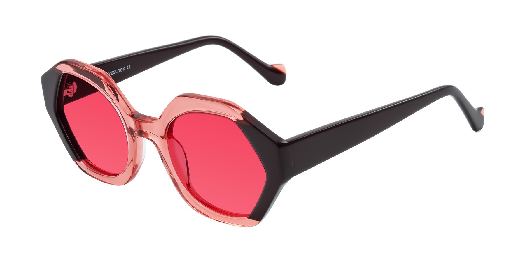 Angle of Kawa in Ruby/Maroon with Red Tinted Lenses